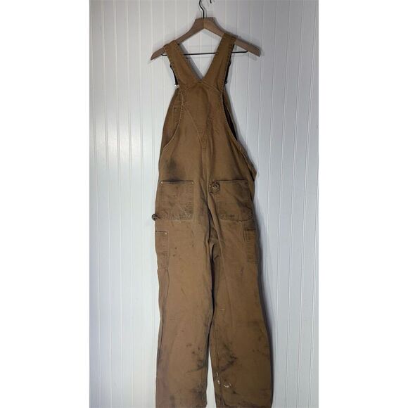 Carhartt R01 BRN Overalls 36x34 Made in USA Union Made Duck Canvas Workwear VTG - Picture 2 of 4